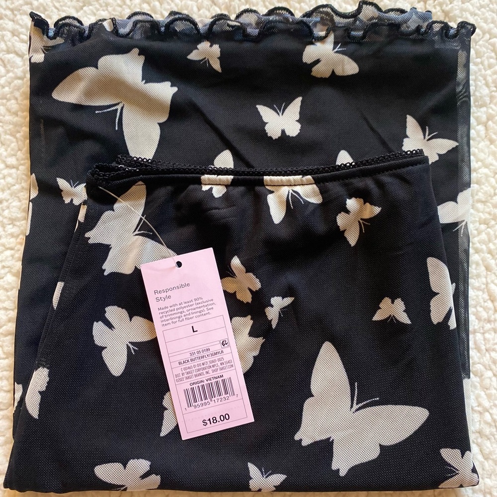 Black Butterfly Printed Skirt